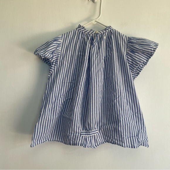 Trovata Birds of Paradise Carla High Neck Blouse Blue White Striped Top XS - Picture 5 of 15